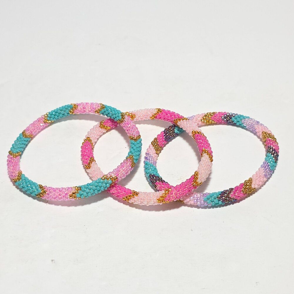 3 Sashka 8" Beaded Bracelets Handmade